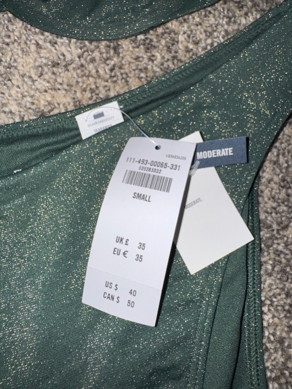 Abercrombie & Fitch Dark Green Glitter Bikini Bottoms